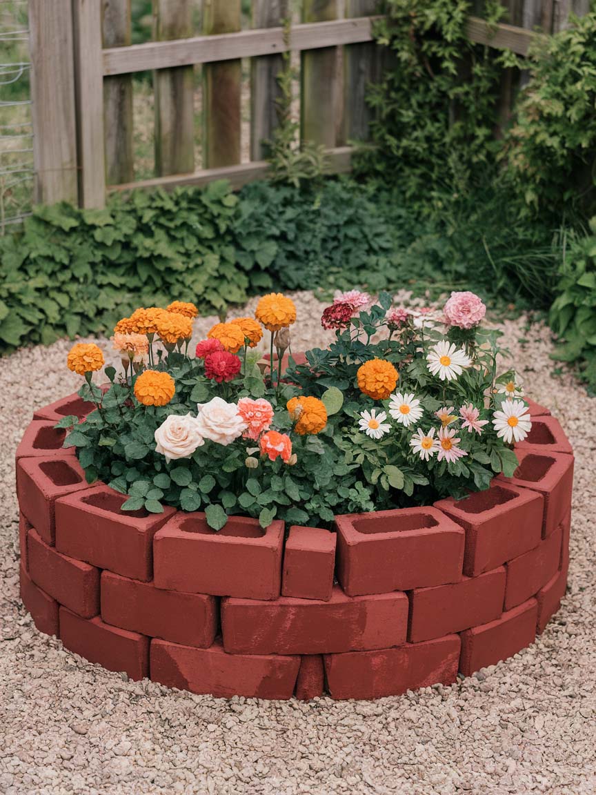 8. Brick Flower Bed for Classic Charm