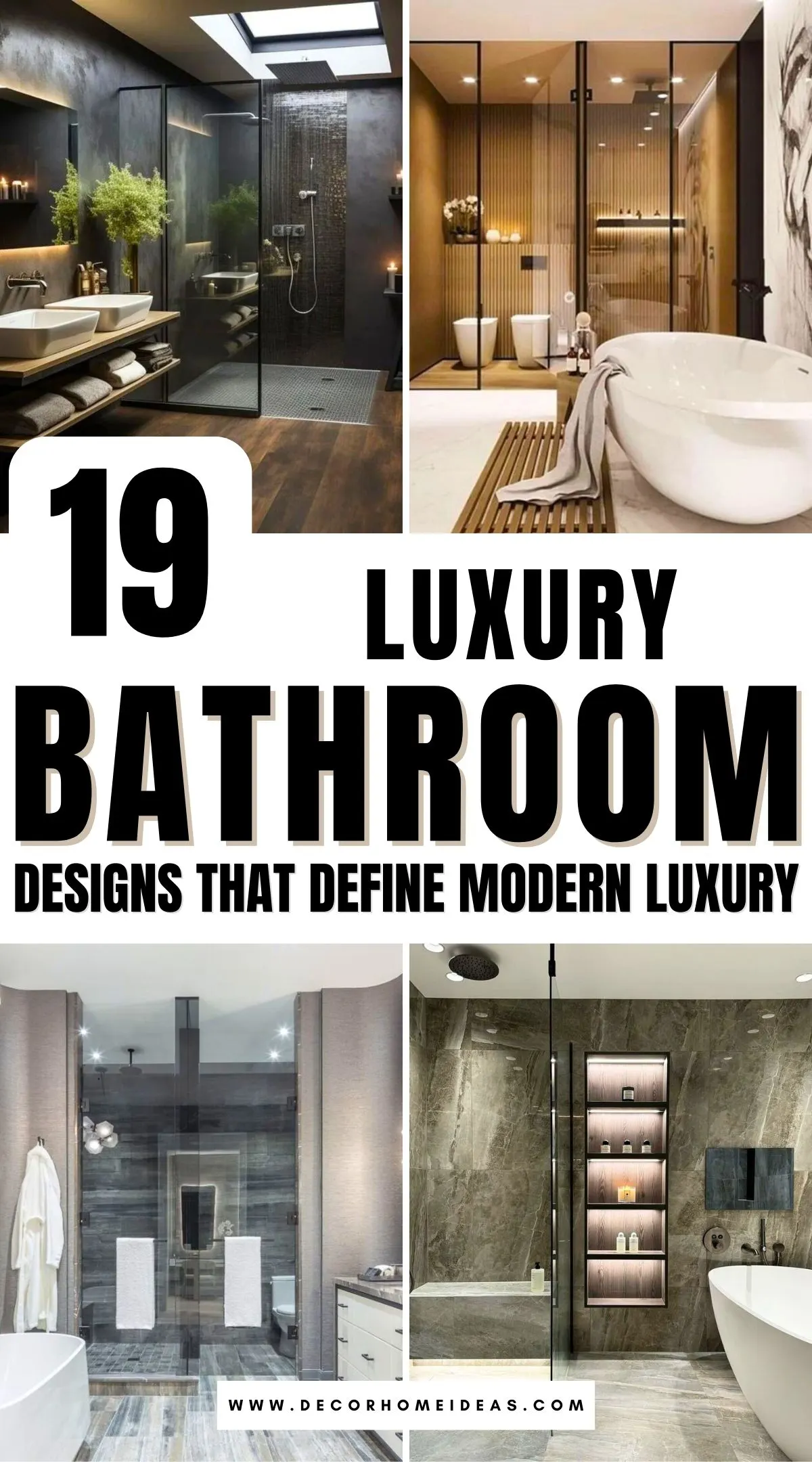 Discover 19 elegant bathroom designs that showcase modern luxury at its finest. From sleek fixtures to spa-like features and stunning aesthetics, these spaces are the perfect blend of comfort and sophistication. See how luxury is redefined in every detail!