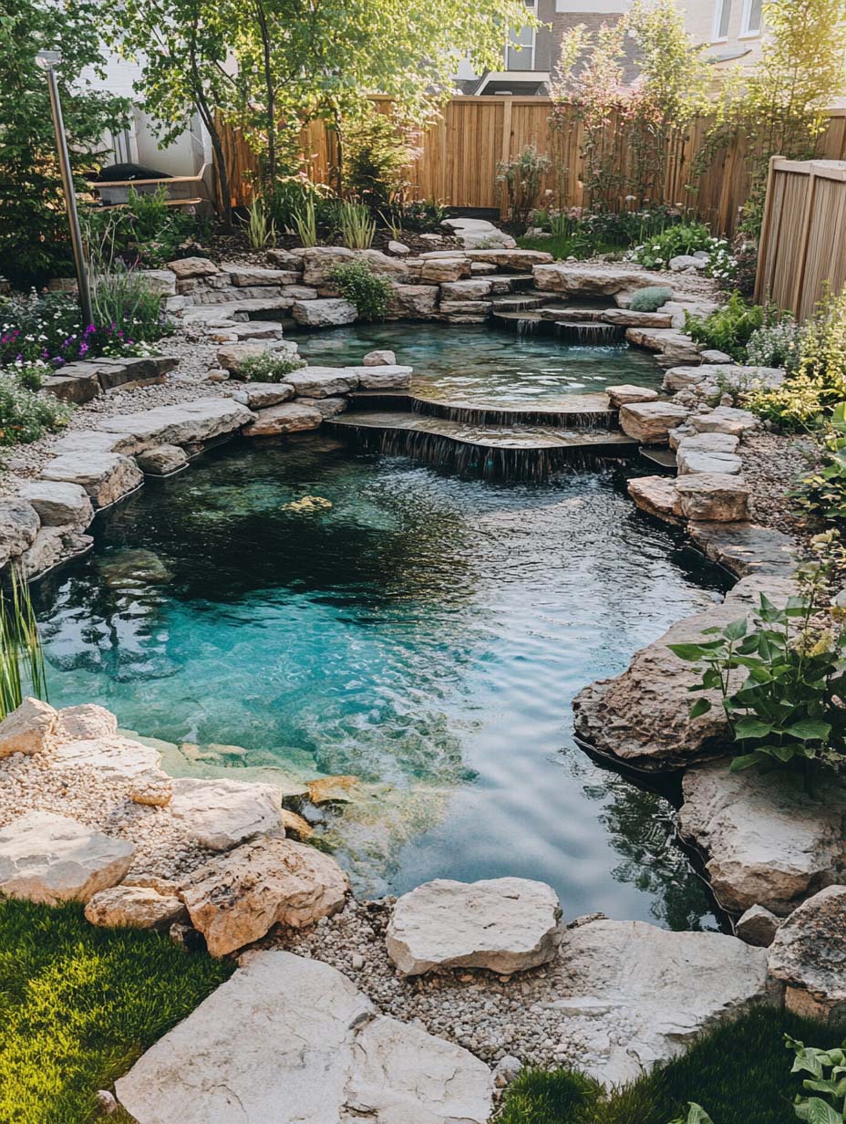 15. Natural Pool with Stone Waterfalls