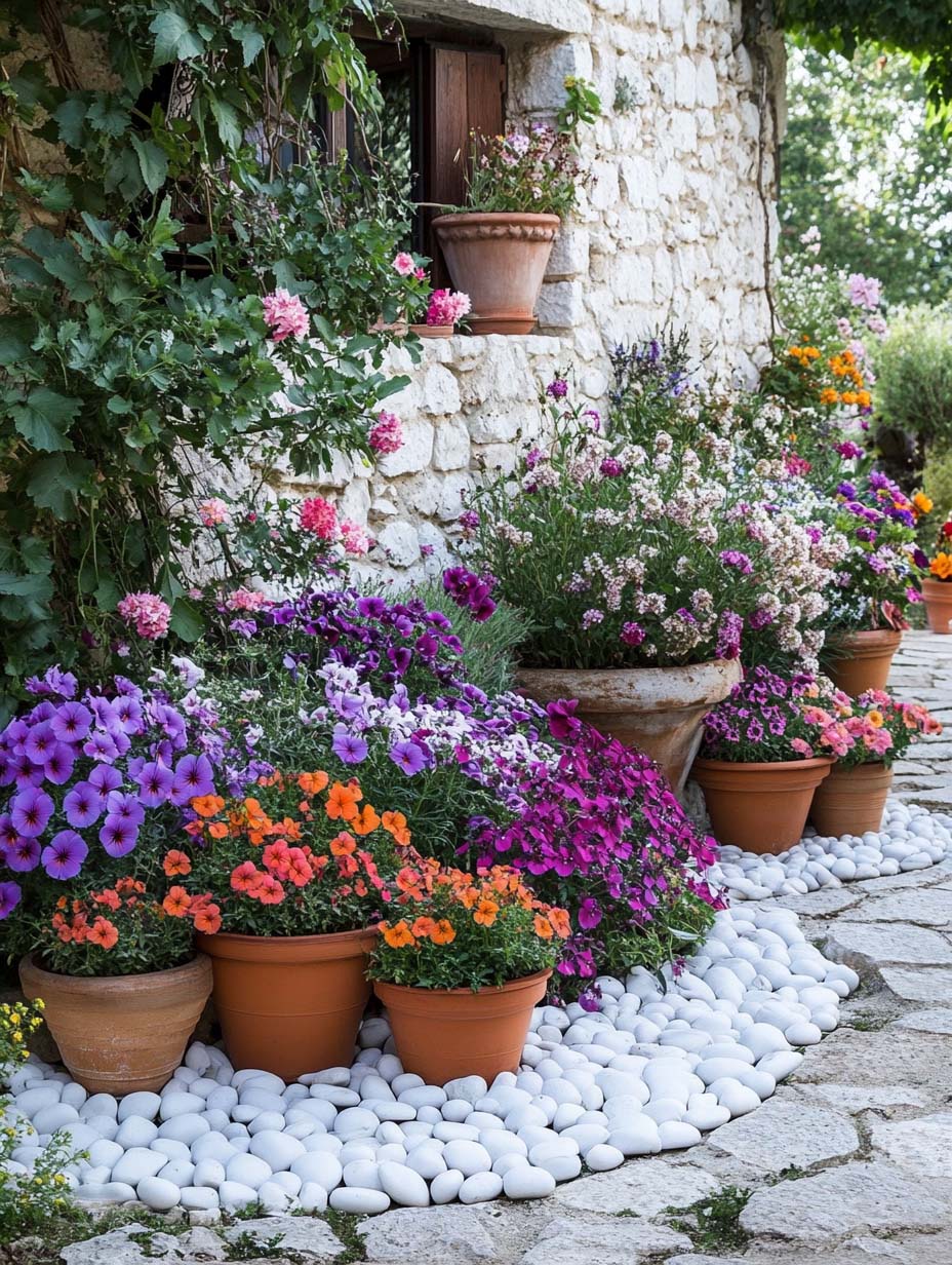 18. Overflowing Floral Display in a Courtyard