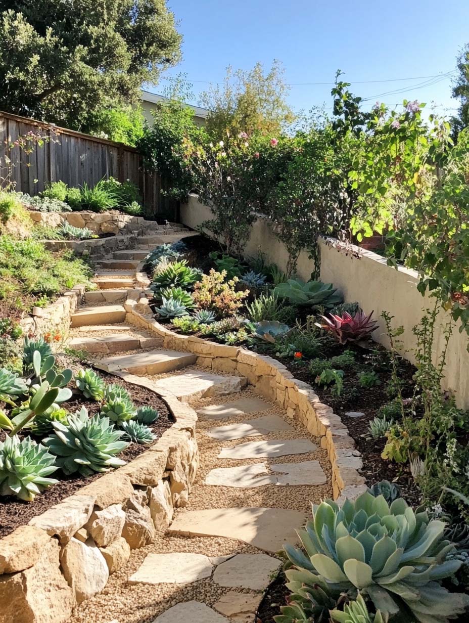 19. Tiered Pathway with Succulent Highlights