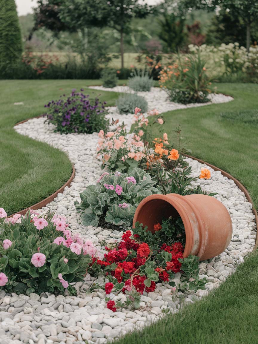 2. Flowing Garden Bed with Floral Spill