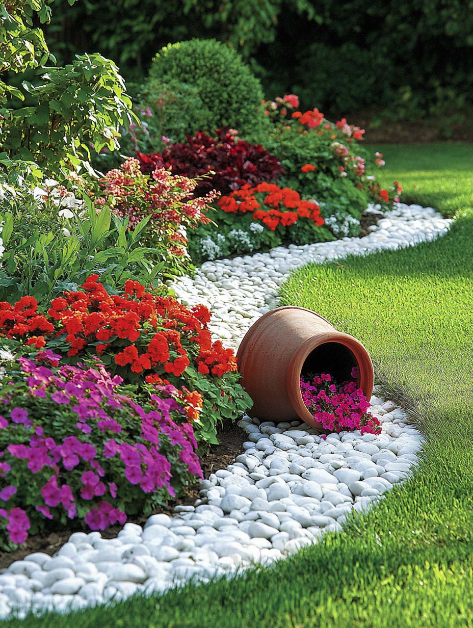 25. Floral Cascade with a Rustic Terracotta Pot