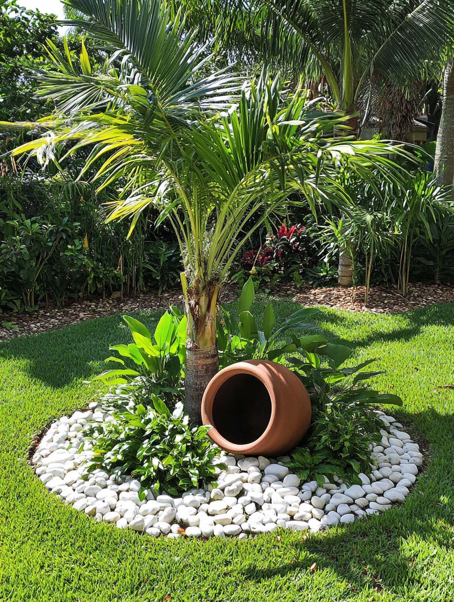 5. Tropical Oasis with a Decorative Jar