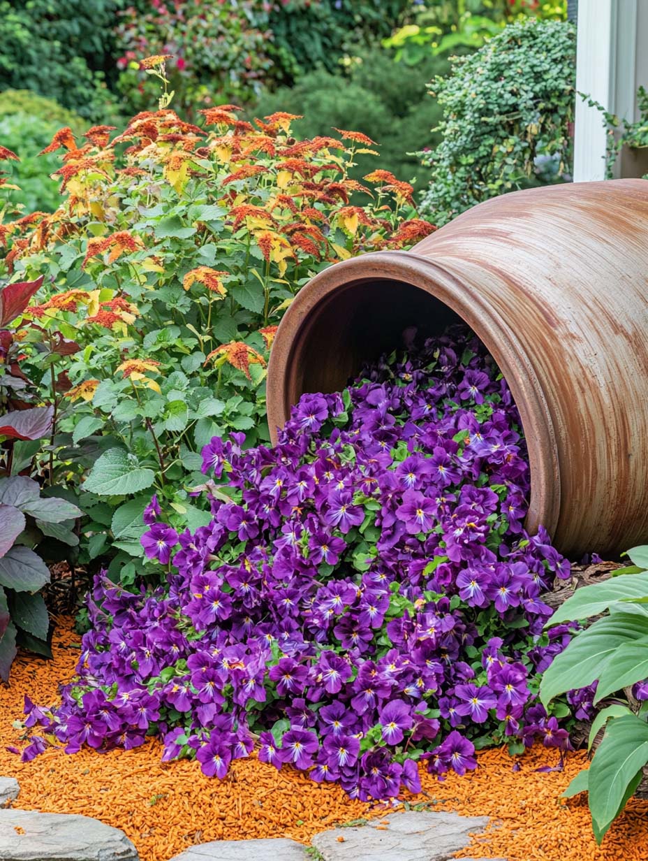 7. Purple Cascade of Blooms in a Rustic Setting