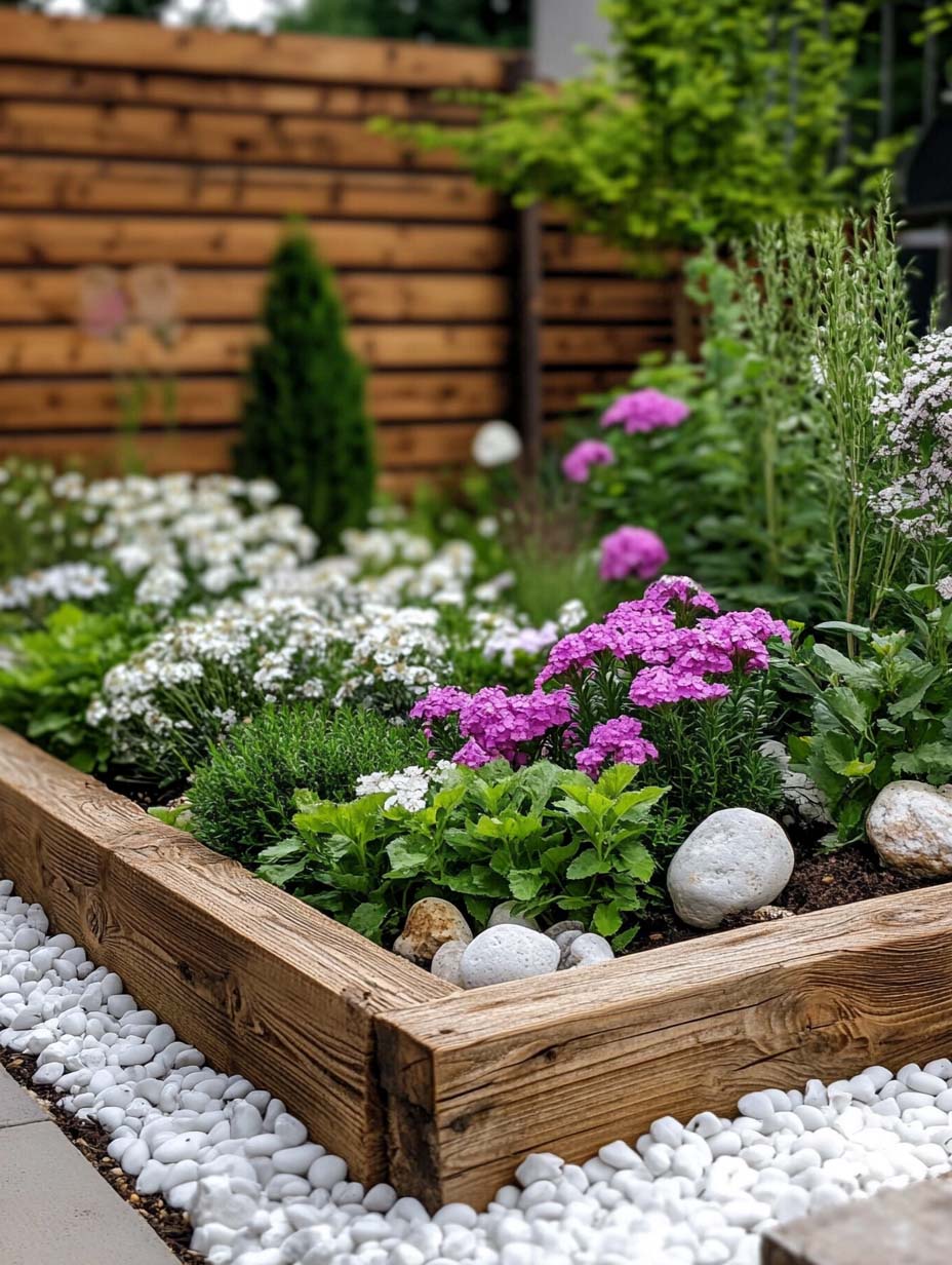 8. Rustic Raised Garden Bed with Clean Lines