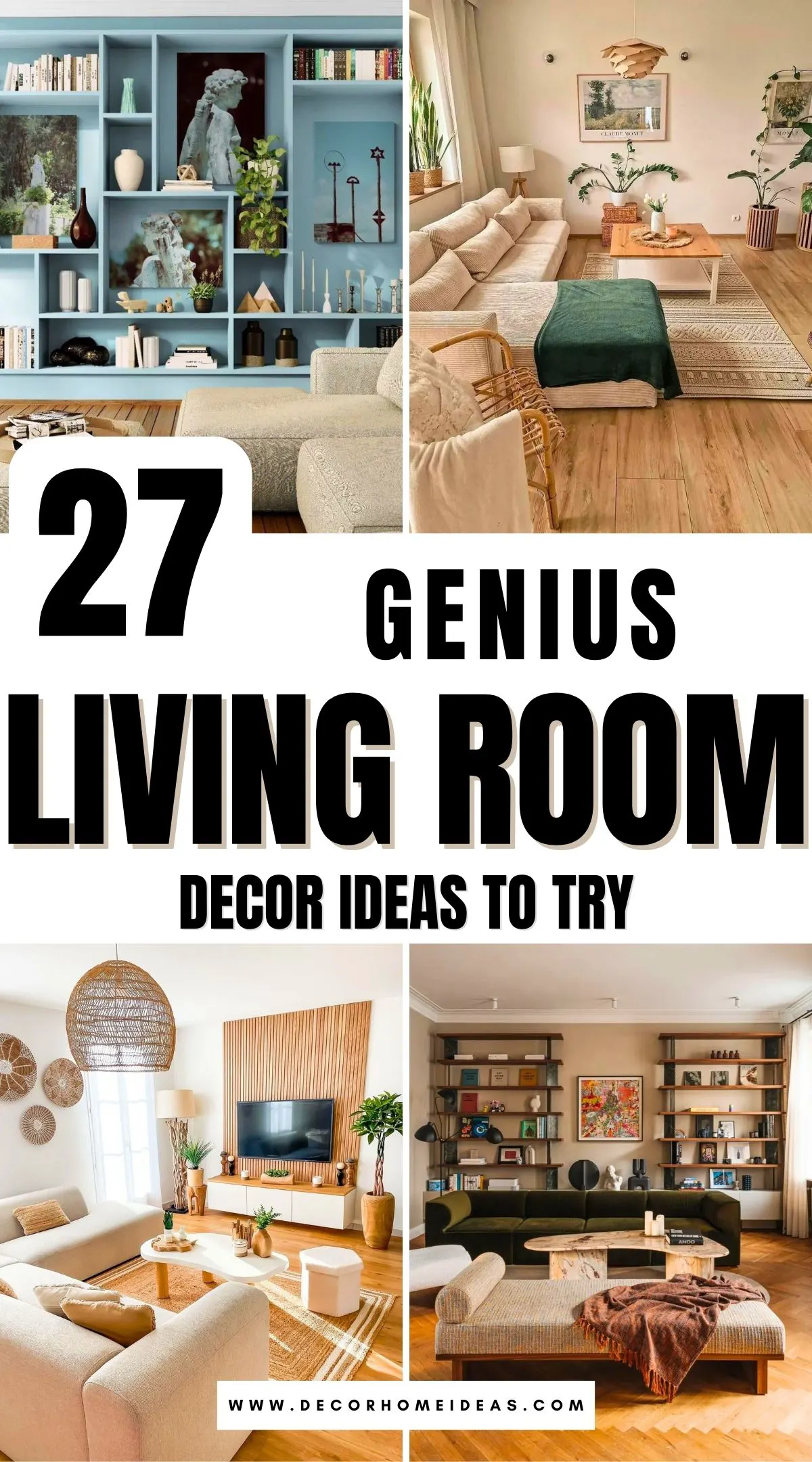 Discover 27 inspiring living room decor ideas that will bring fresh personality and charm to your space. From clever furniture arrangements to eye-catching accents, these tips will help you craft a stylish, inviting atmosphere. Ready to give your living room a whole new vibe?