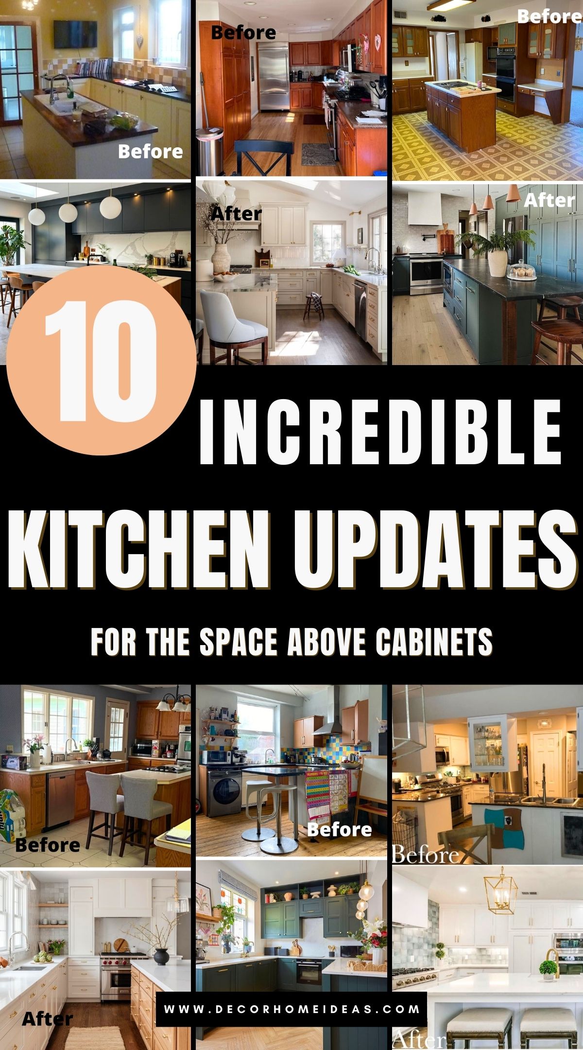 before and after kitchen reveals above cabinets 3