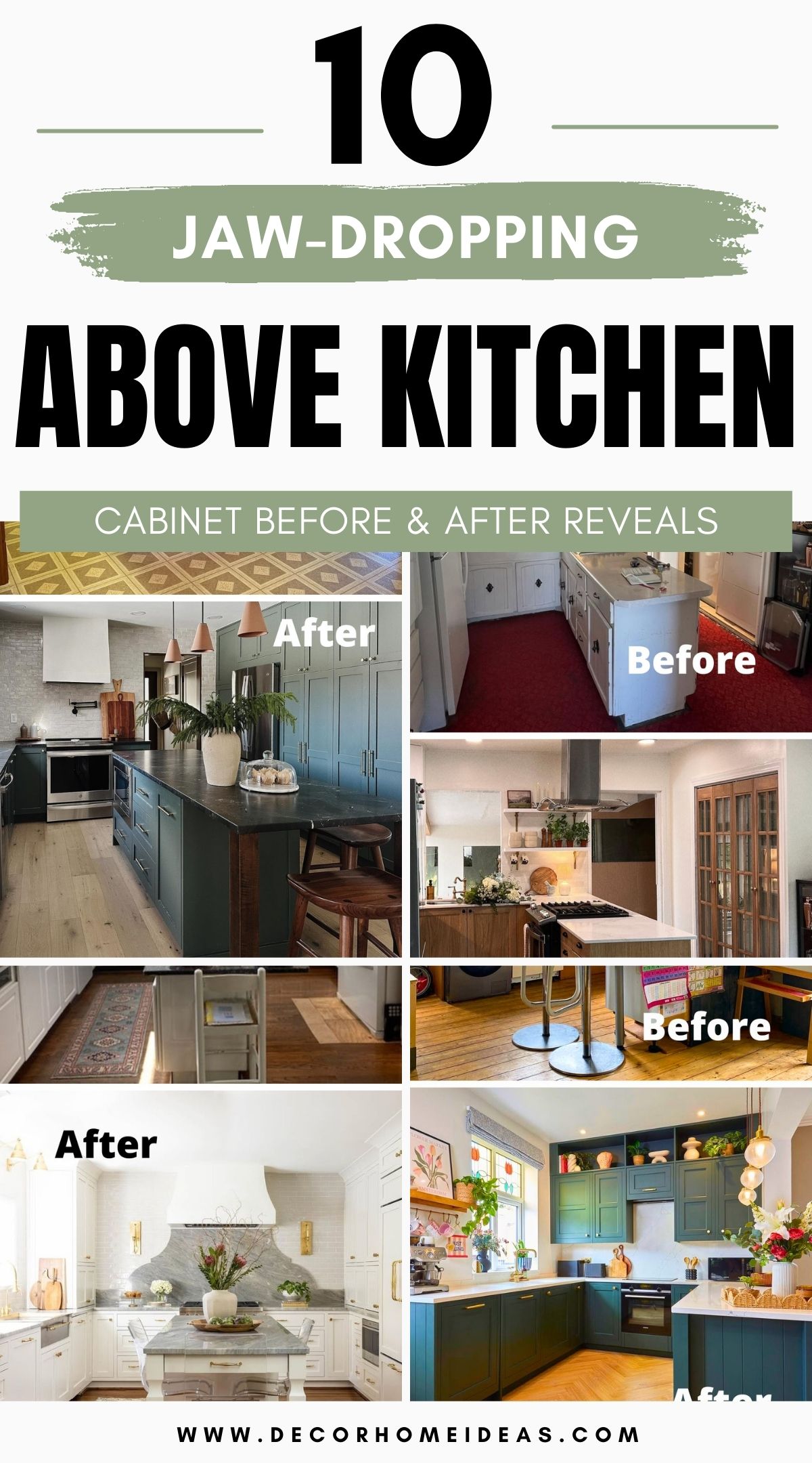 before and after kitchen reveals above cabinets 4