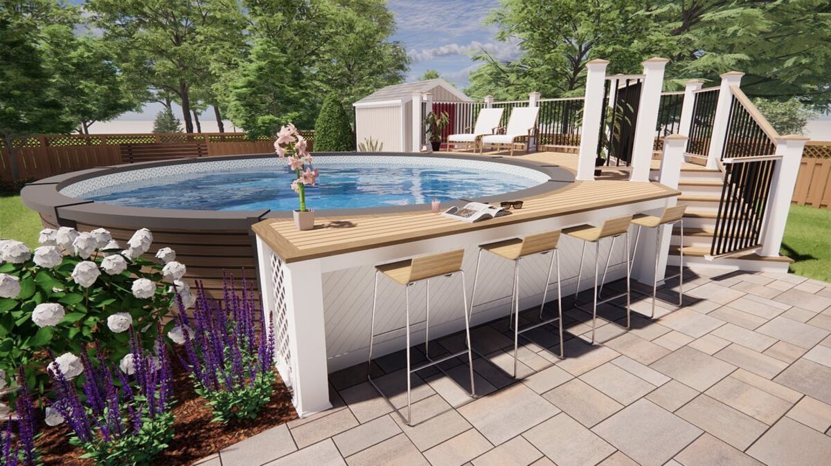 diy landscaping ideas for above ground pools 24