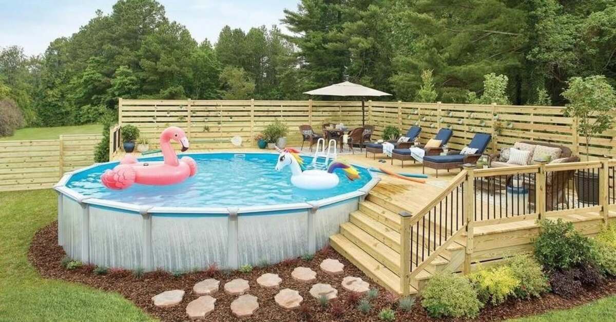 diy landscaping ideas for above ground pools 8