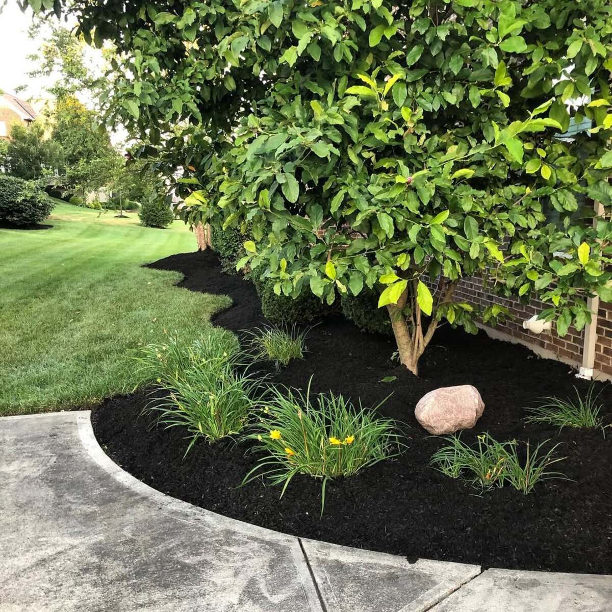 driveway landscaping designs with black mulch 5