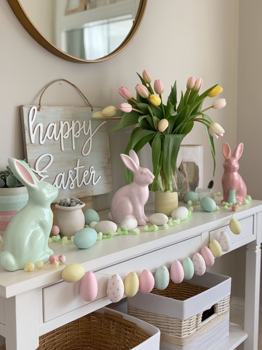 easter entryway table decor 1