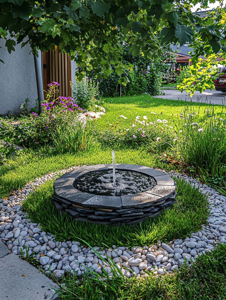 11. Compact Fountain Oasis with Natural Charm