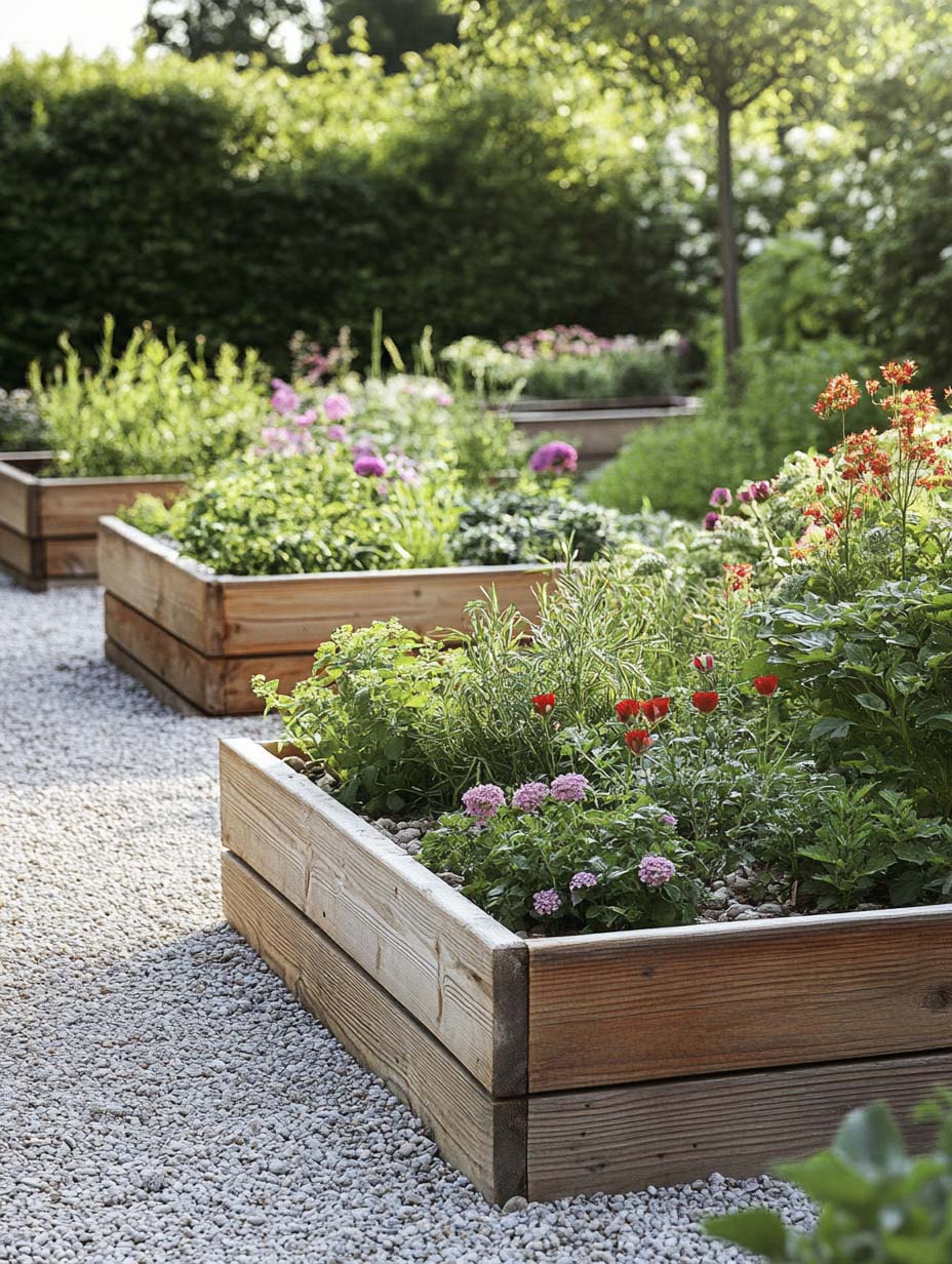 12. Raised Garden Beds with Rustic Appeal