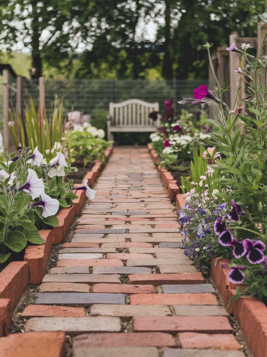 19. Brick Walkway with Floral Edges