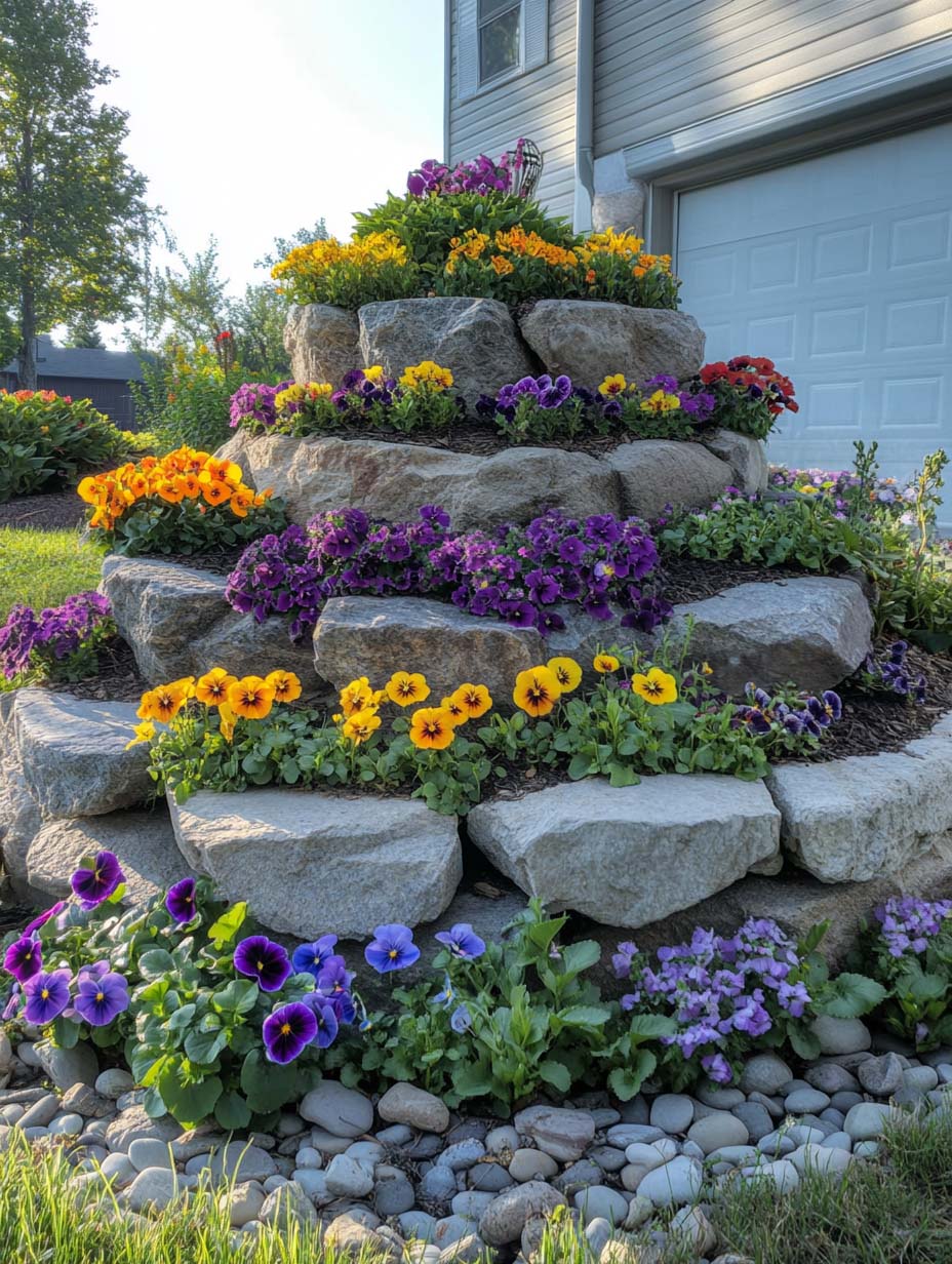 3. Vibrant Tiered Rock Garden