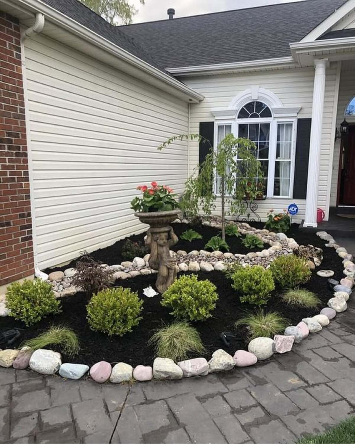 flower bed ideas using rocks instead of mulch 26