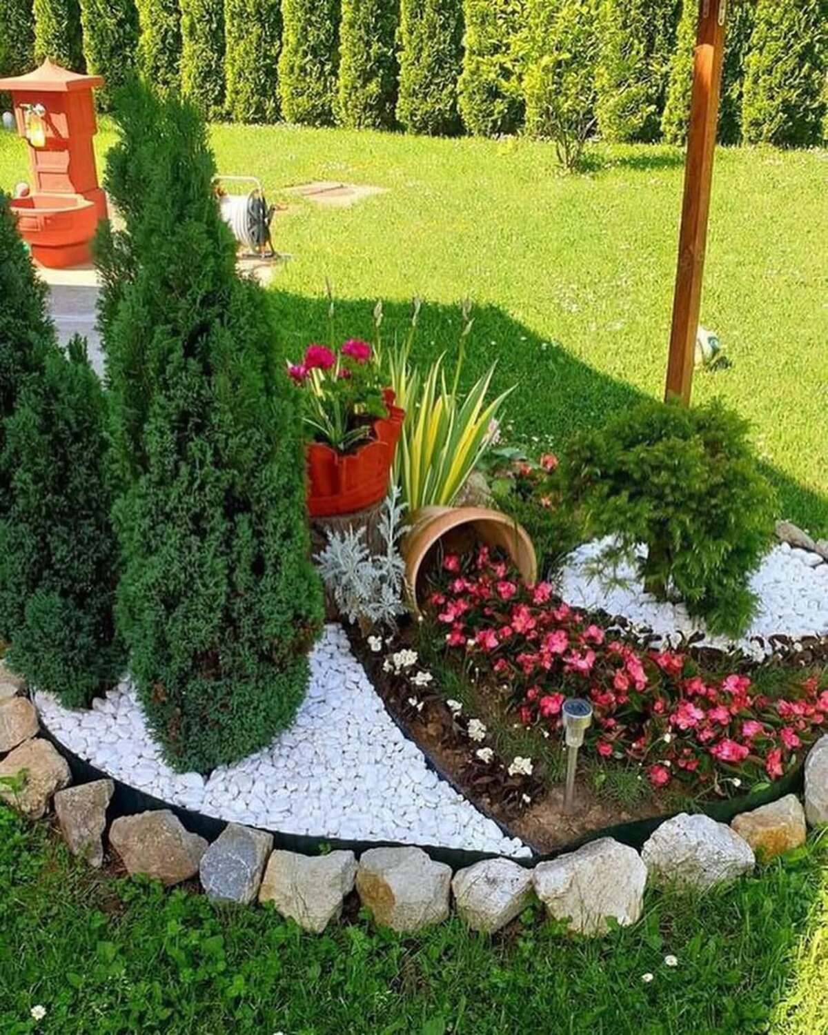 flower bed ideas using rocks instead of mulch 6