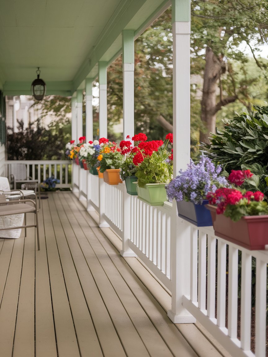 front porch flowers railings 1