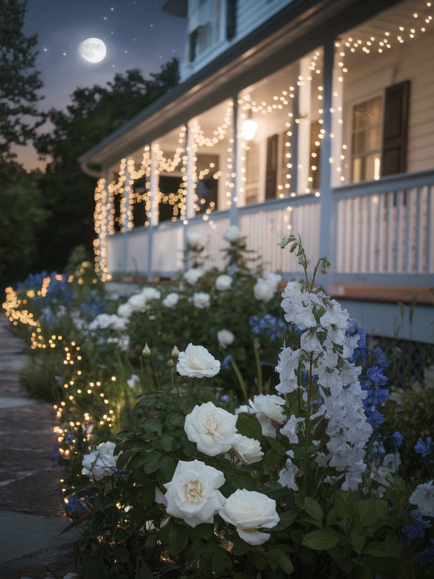 front porch flowers white house 12