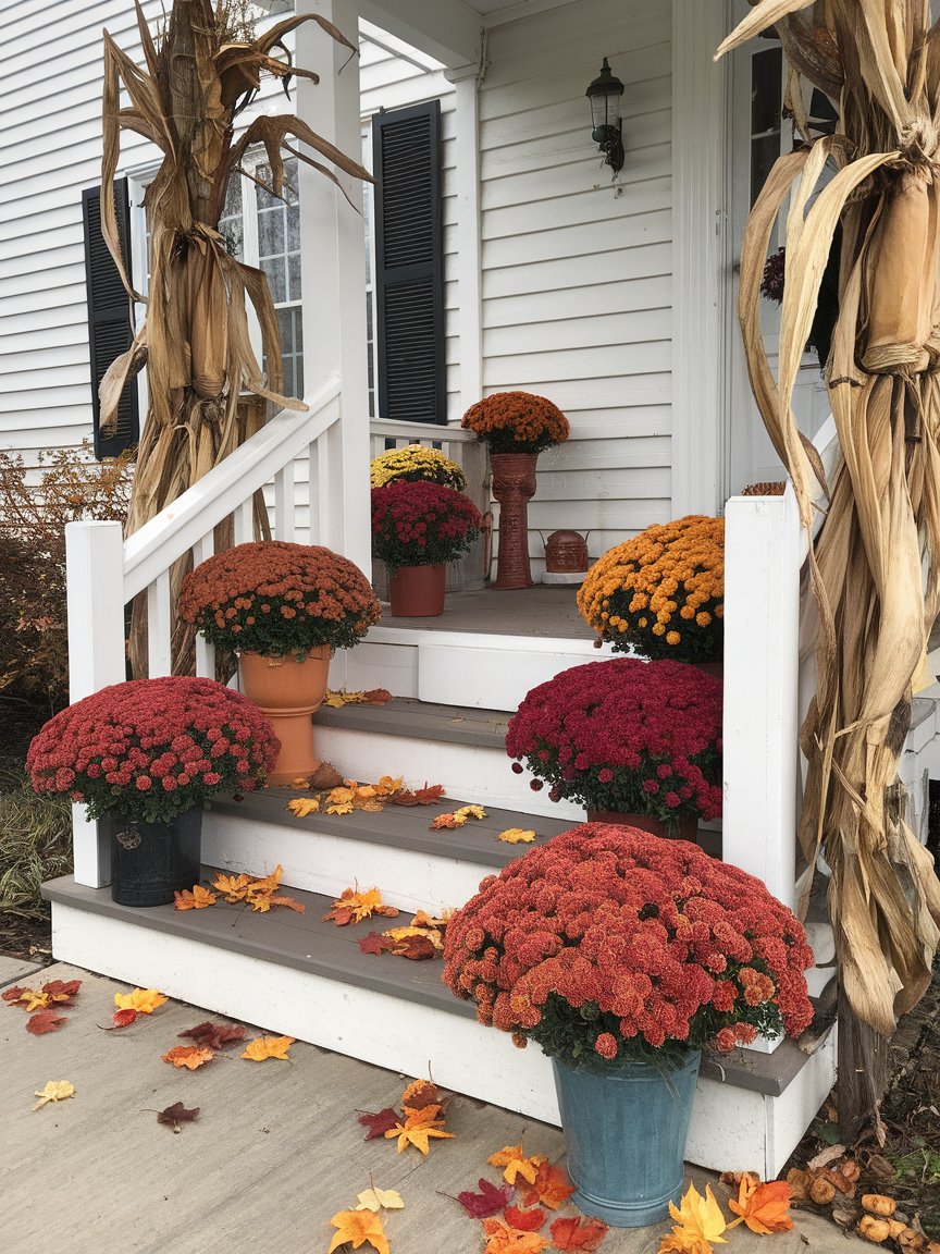 front porch flowers white house 13