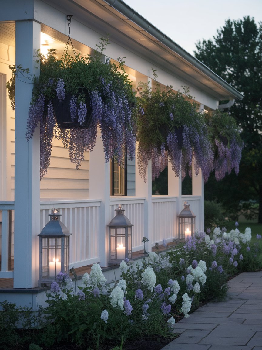 front porch flowers white house 14