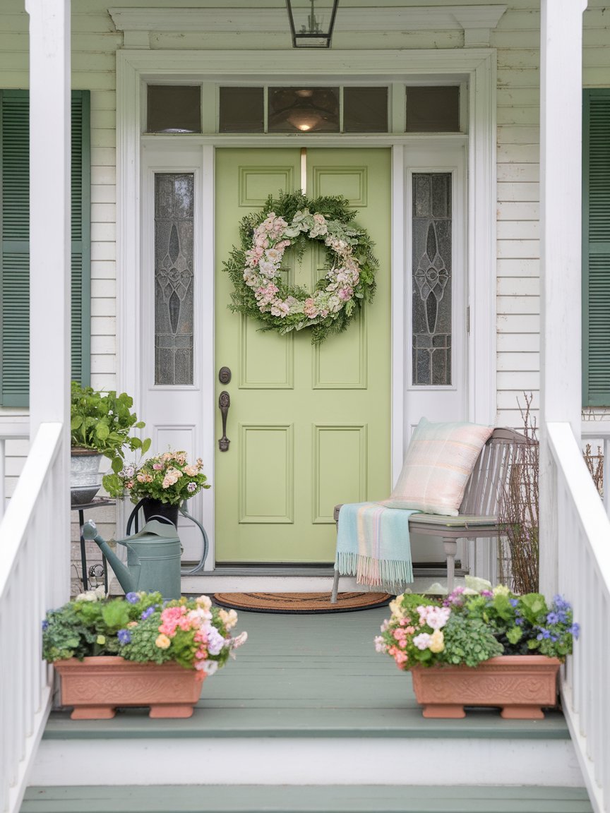 front porch flowers white house 18