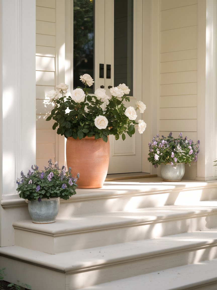 front porch flowers white house 21