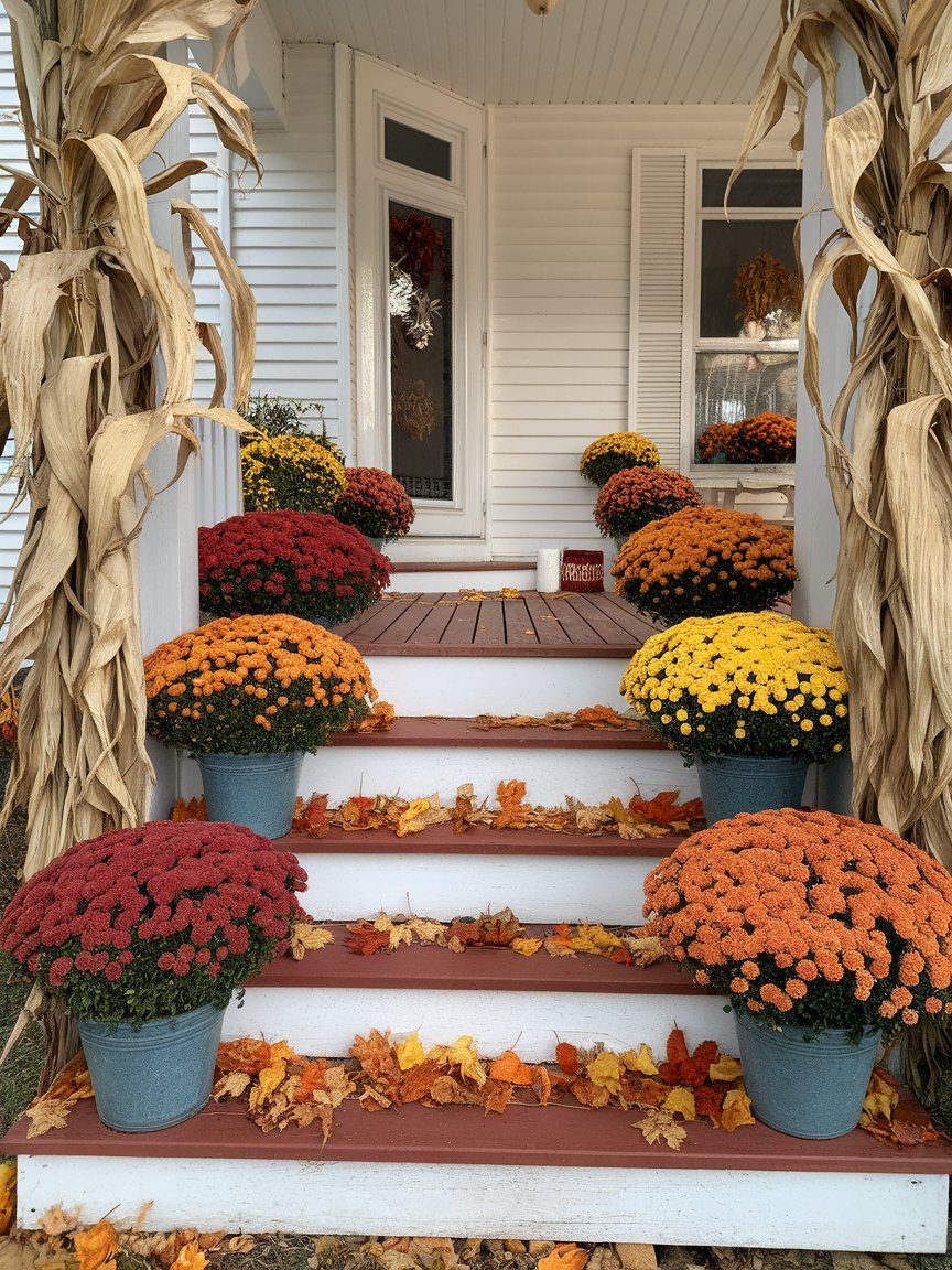 front porch flowers white house 24