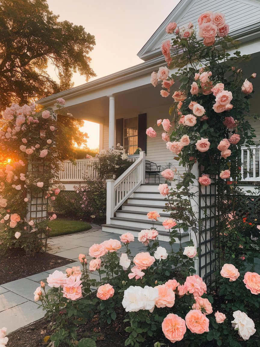 front porch flowers white house 27