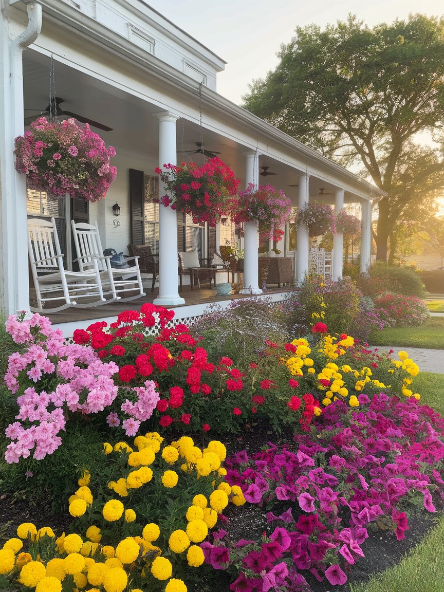 front porch flowers white house 6