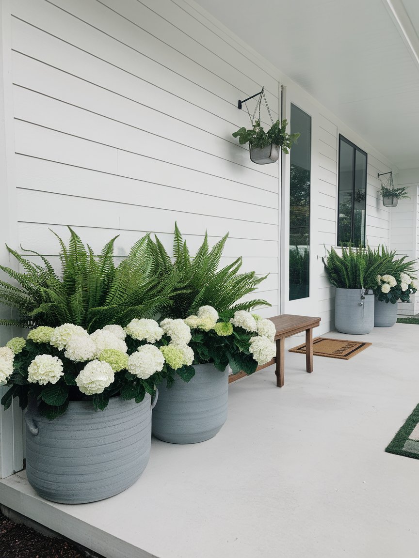 front porch flowers white house 7