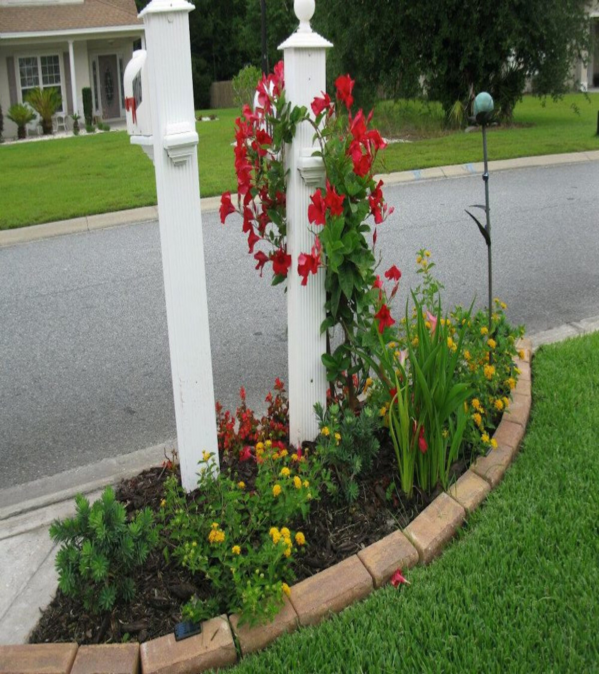 modern mailbox flower bed ideas 9