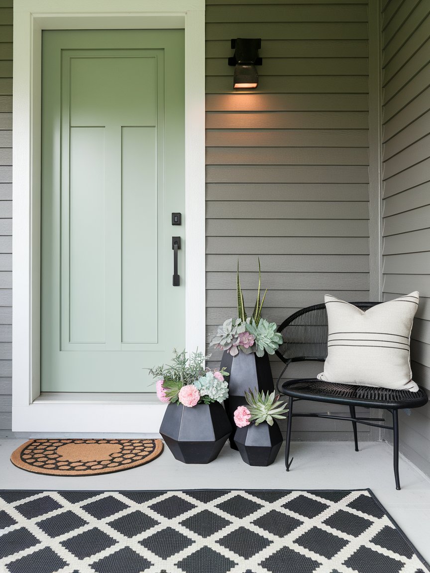 spring front porch green door 11