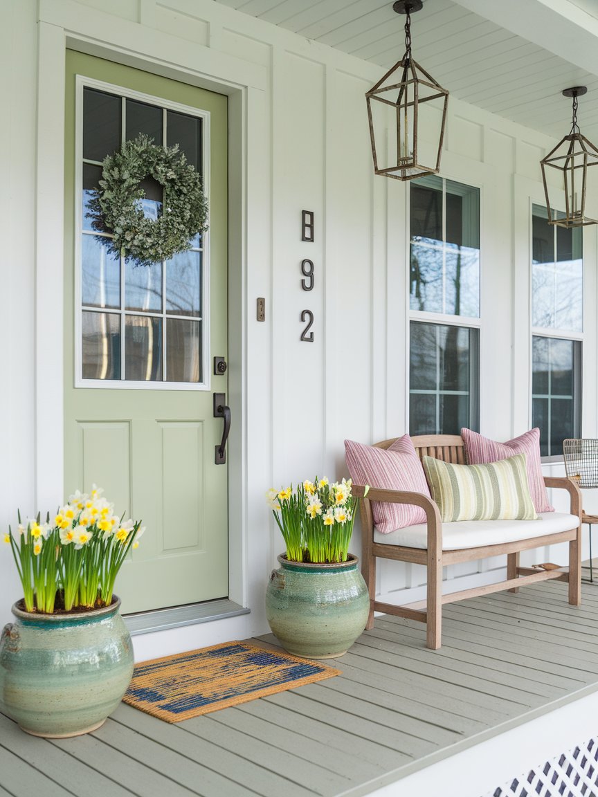 spring front porch green door 12