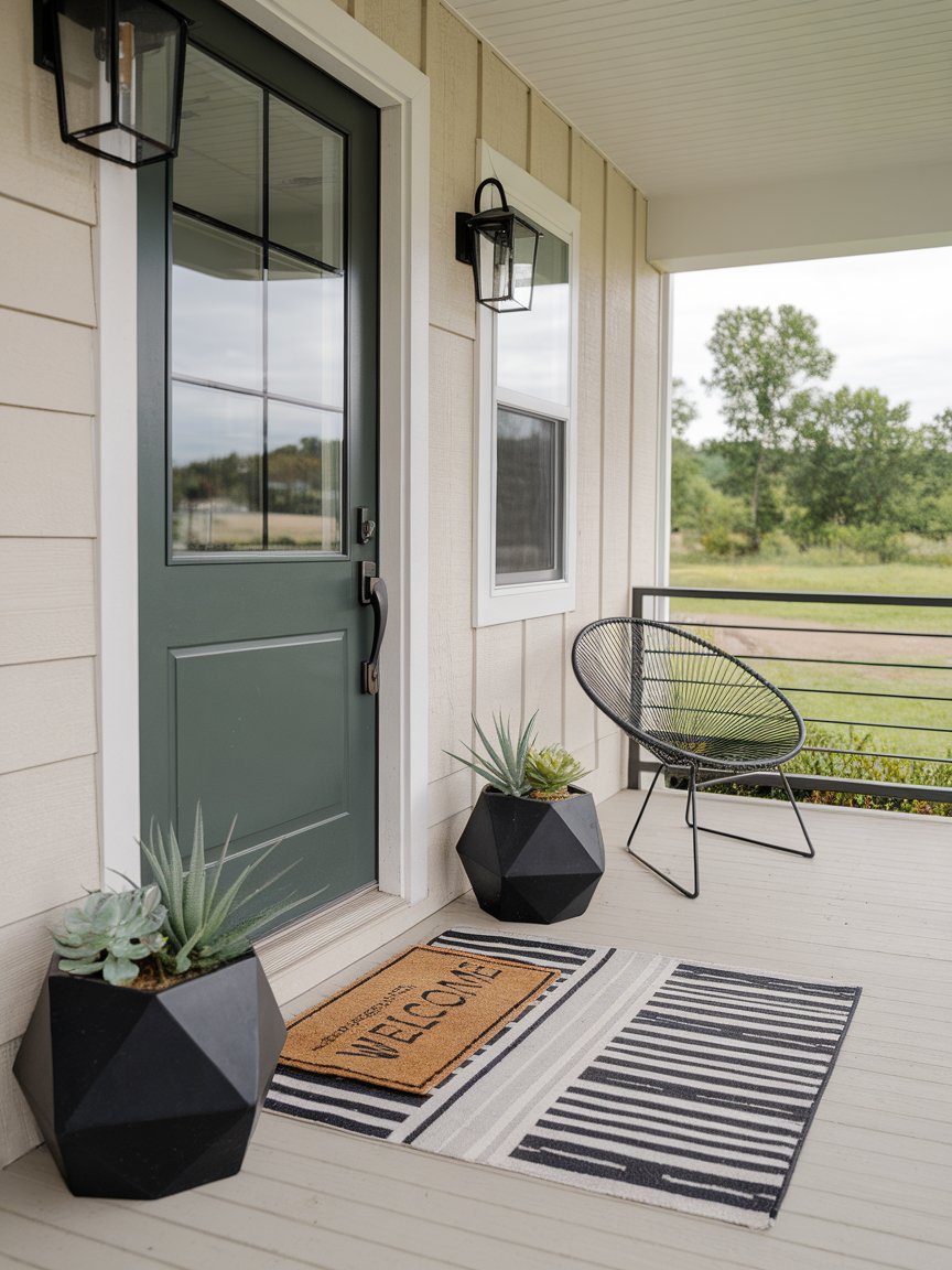 spring front porch green door 13