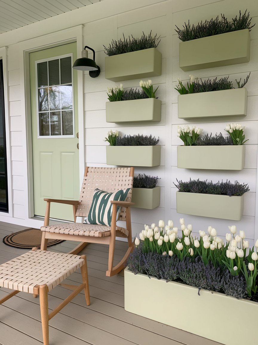 spring front porch green door 16