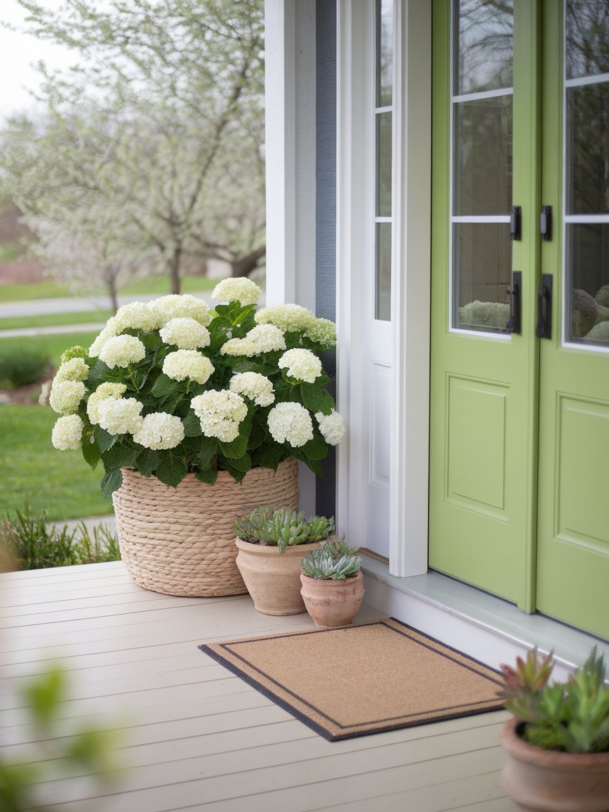 spring front porch green door 17