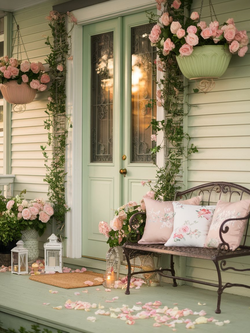 spring front porch green door 18