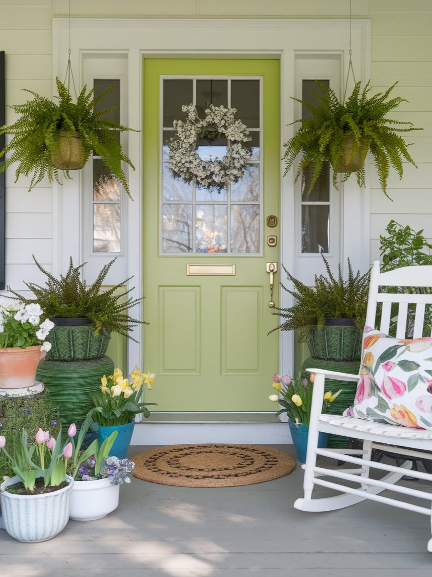 spring front porch green door 19