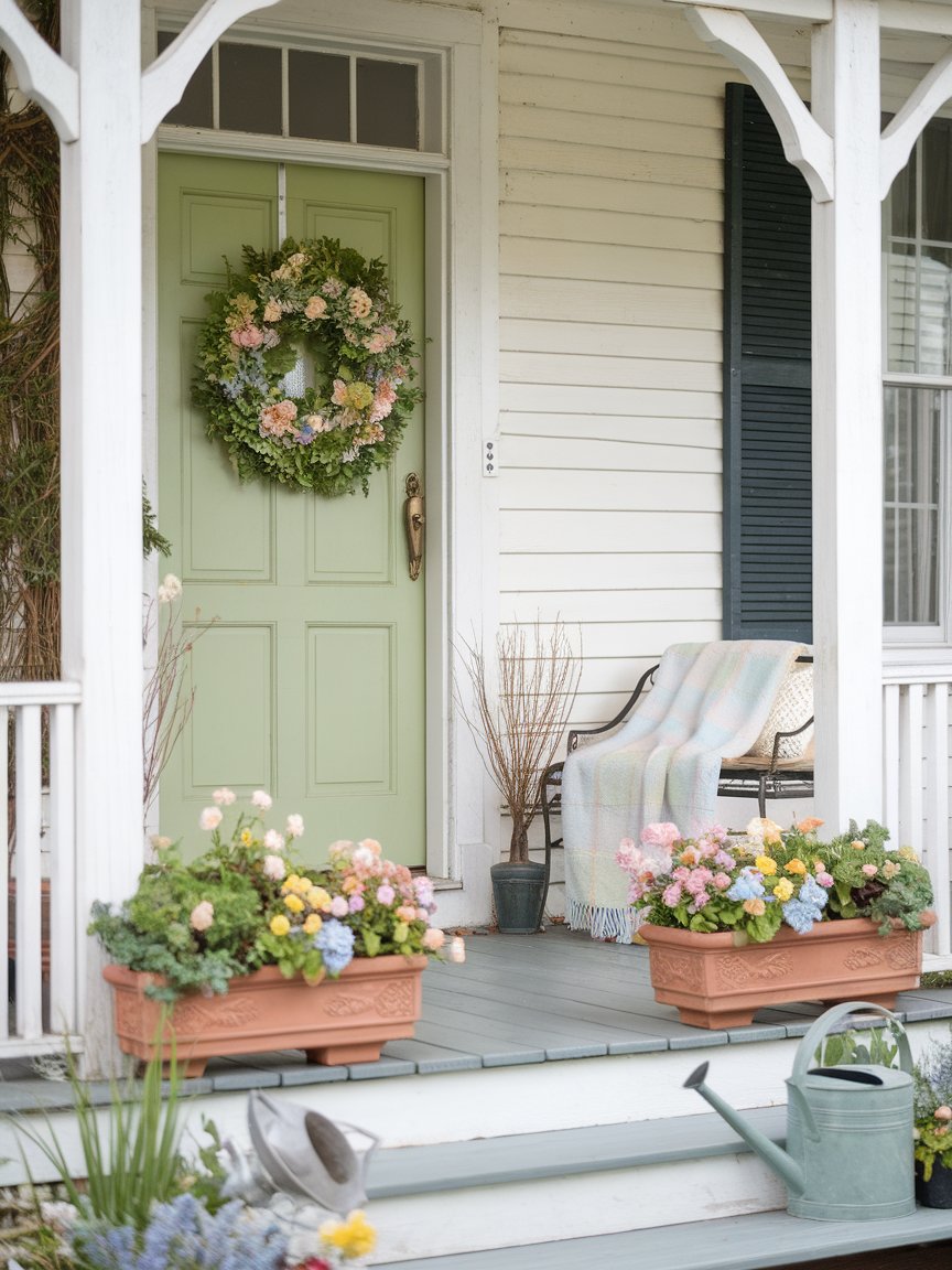 spring front porch green door 20