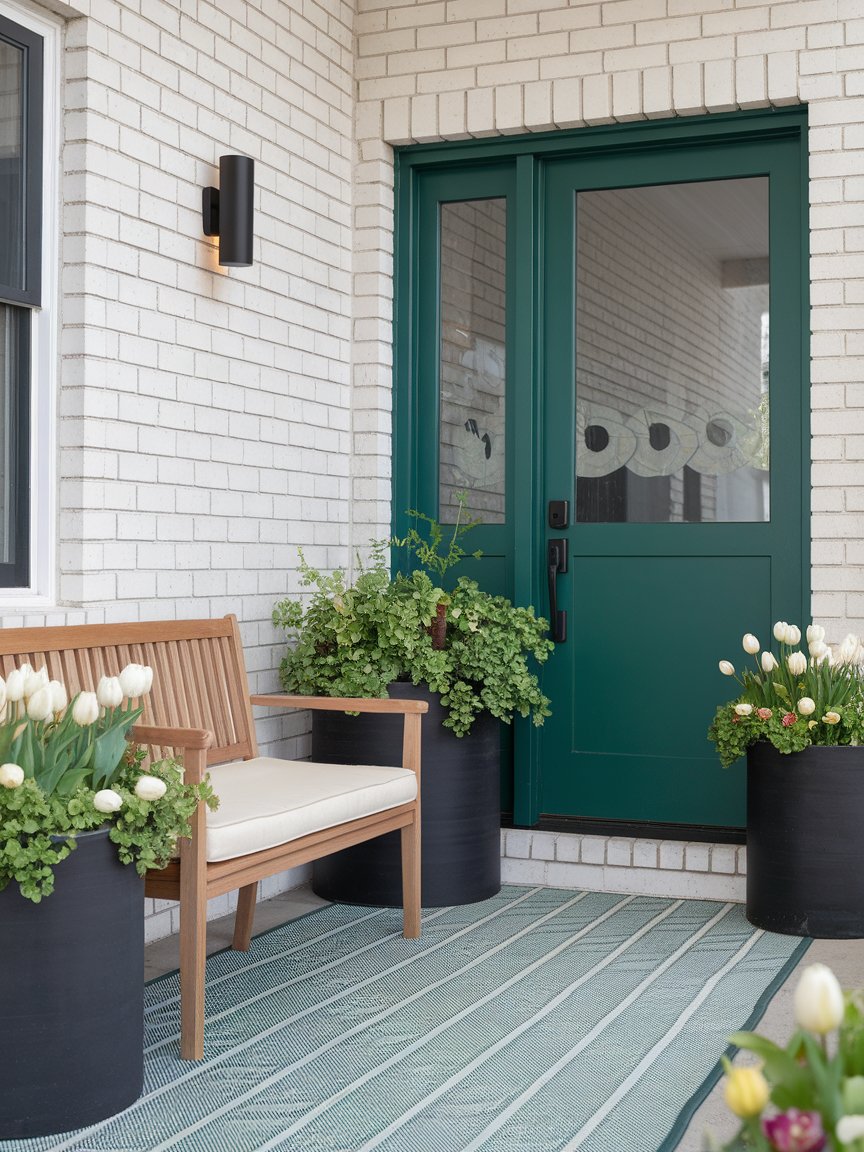 spring front porch green door 23