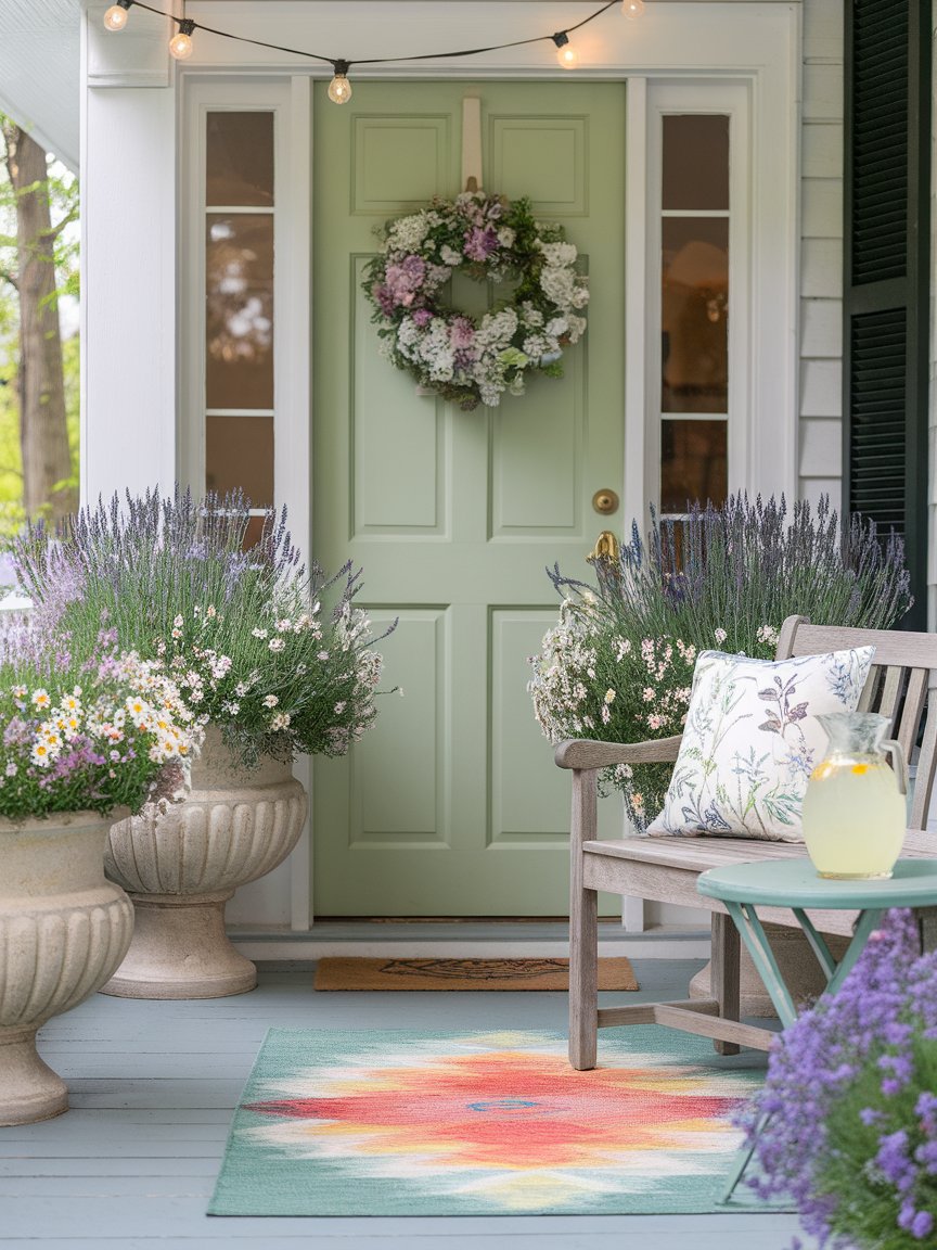 spring front porch green door 24