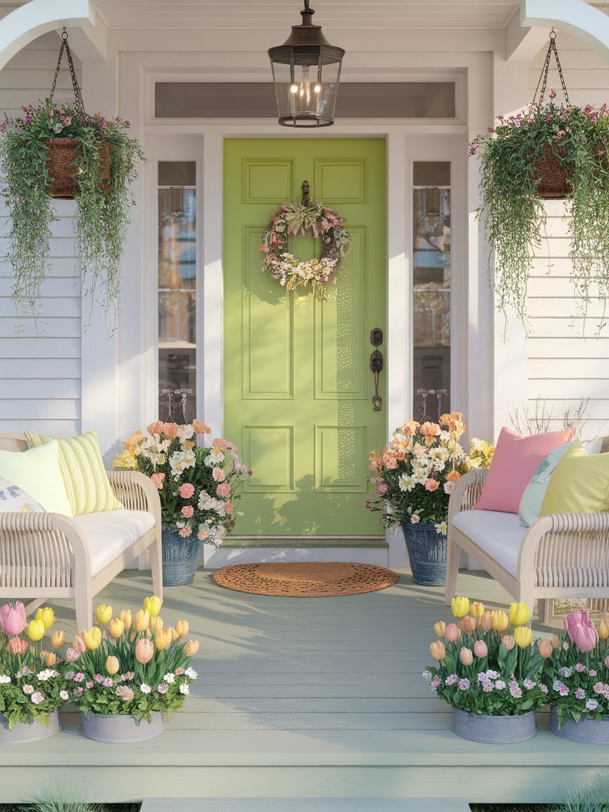 spring front porch green door 25