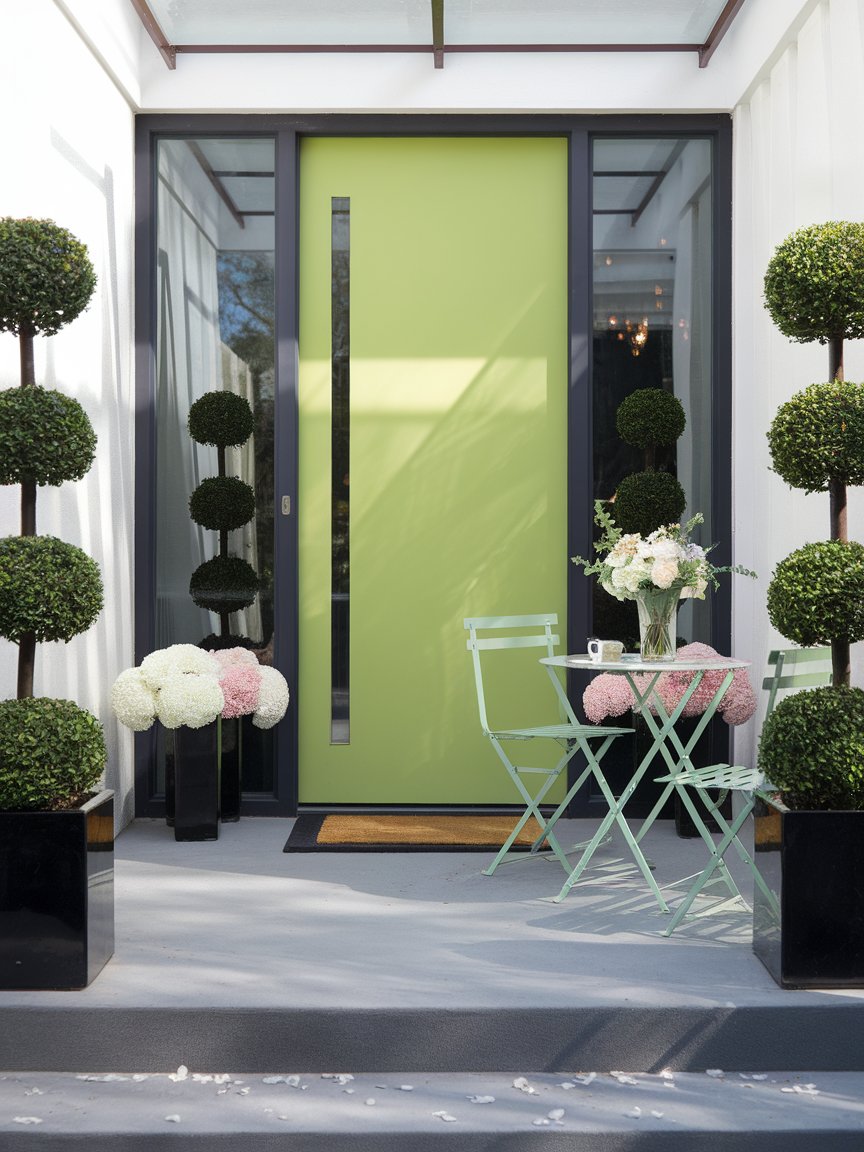 spring front porch green door 3