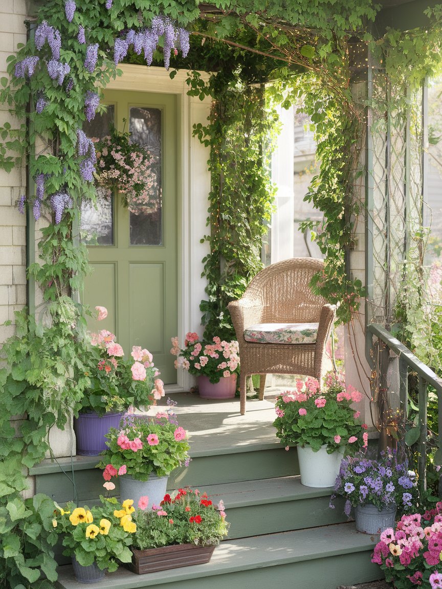 spring front porch green door 4