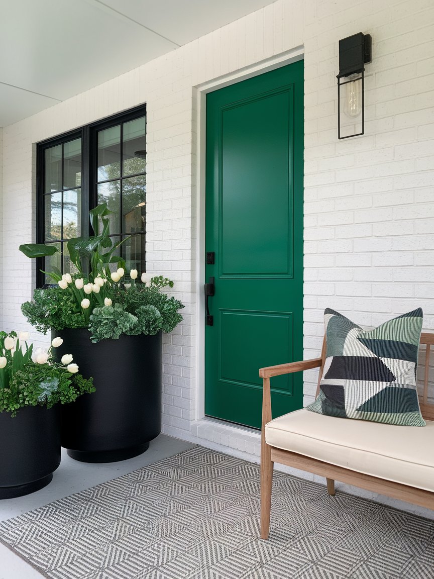 spring front porch green door 8