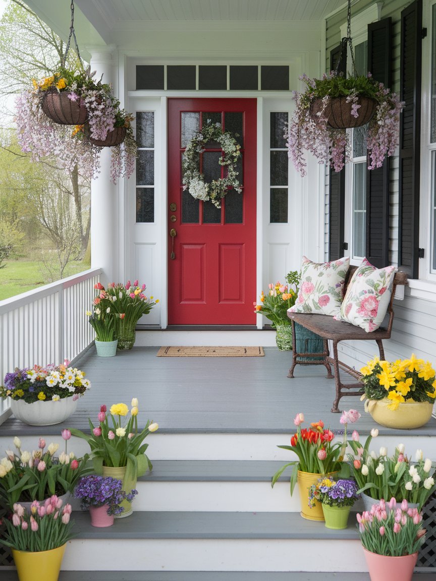 spring porch red door 12