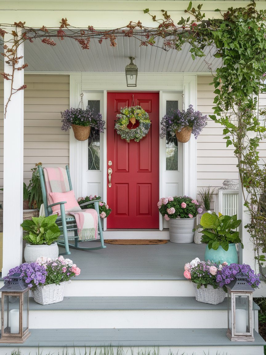 spring porch red door 14